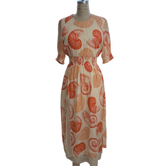 Baum Und Pferdgarten Dress Size 38 Womens Size M Shell Print Aleela Lace Trimmed - Picture 1 of 8